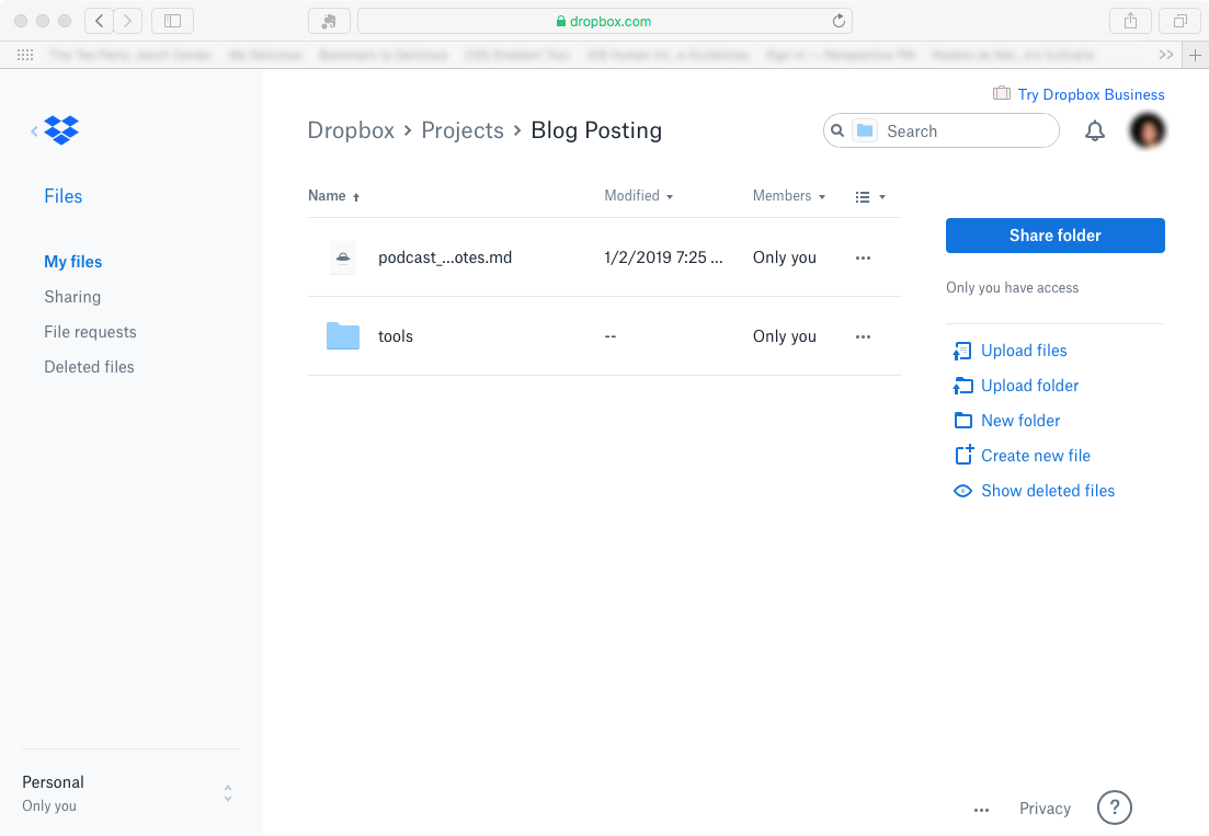 Dropbox Screen